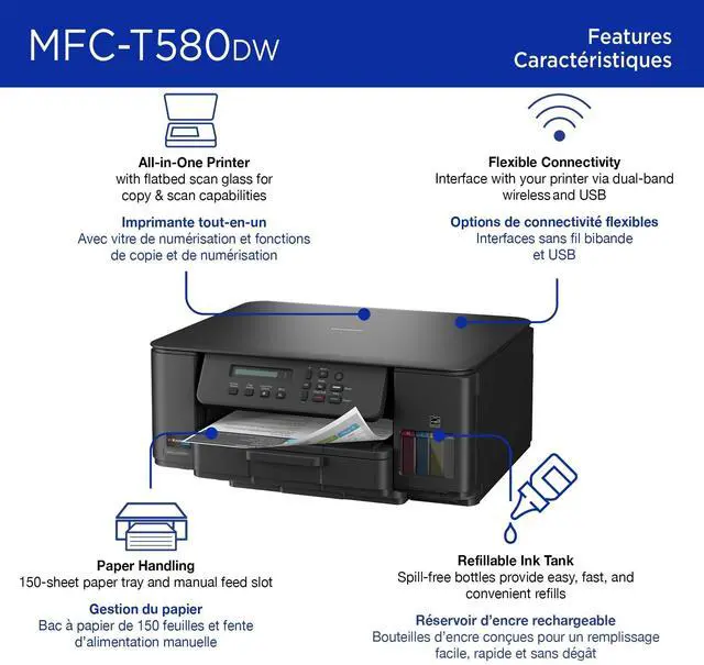 Alt view image 2 of 7 - Brother INKvestment Tank 580 Wireless Color Inkjet All-in-One Printer | Includes up to 3 Years of Ink in-Box (MFC-T580DW
