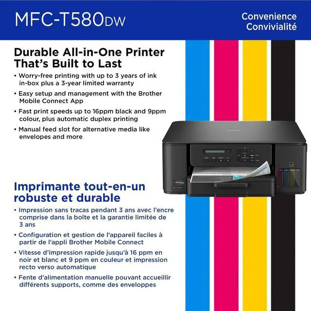 Alt view image 7 of 7 - Brother INKvestment Tank 580 Wireless Color Inkjet All-in-One Printer | Includes up to 3 Years of Ink in-Box (MFC-T580DW