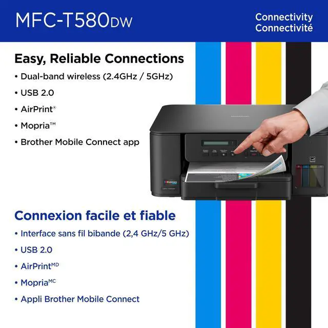Alt view image 5 of 7 - Brother INKvestment Tank 580 Wireless Color Inkjet All-in-One Printer | Includes up to 3 Years of Ink in-Box (MFC-T580DW