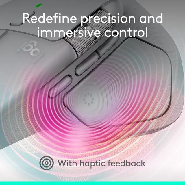 Alt view image 2 of 14 - Logitech MX Master 4, Ergonomic Wireless Mouse with Advanced Performance Haptic Feedback, Ultra-Fast Scrolling, USB-C Charging, Bluetooth, Windows, MacOS - Pale Gray
