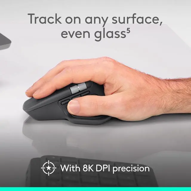 Alt view image 5 of 14 - Logitech MX Master 4, Ergonomic Wireless Mouse with Advanced Performance Haptic Feedback, Ultra-Fast Scrolling, USB-C Charging, Bluetooth, Windows, MacOS - Pale Gray