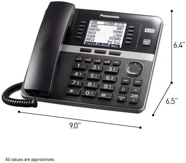 Alt view image 3 of 7 - Panasonic Office Phone, Corded Base Station 4-Lines Expandable with Up to 10