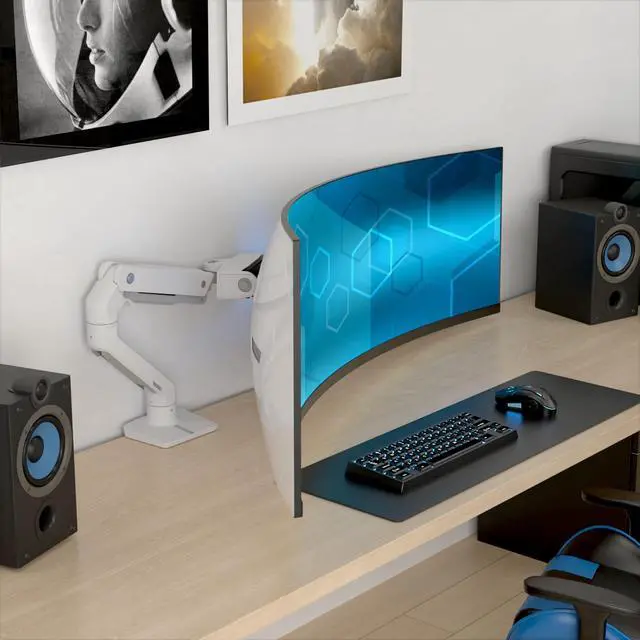 Alt view image 3 of 8 - Ergotron Mounting Arm for Monitor Curved Screen Display White 45693216