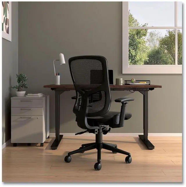 Alt view image 3 of 7 - Alera Hollins Ergonomic Mesh Swivel Task Chair Supports Up to 275lb 18.57 to 22.54 Seat Height Black Seat/Back Black Base ALEHL42BME18
