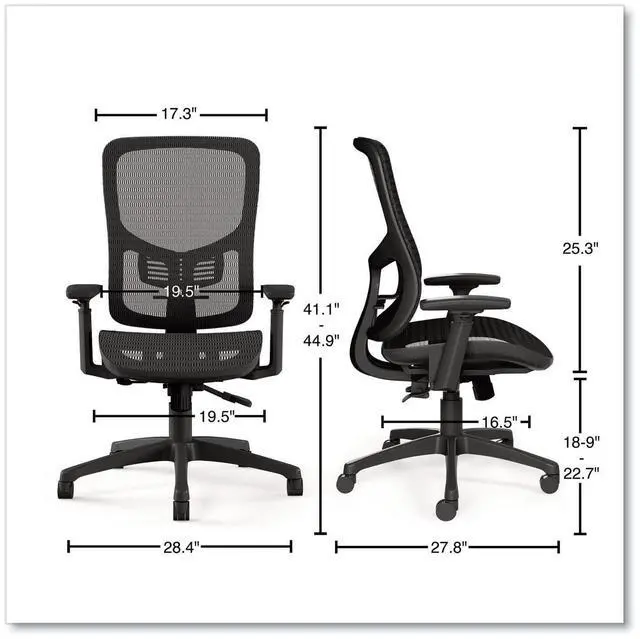 Alt view image 5 of 7 - Alera Hollins Ergonomic Mesh Swivel Task Chair Supports Up to 275lb 18.57 to 22.54 Seat Height Black Seat/Back Black Base ALEHL42BME18