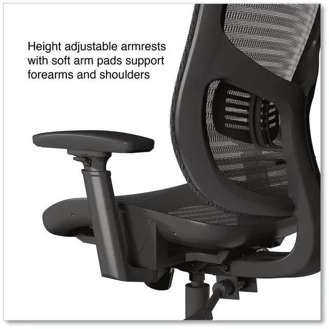 Alt view image 6 of 7 - Alera Hollins Ergonomic Mesh Swivel Task Chair Supports Up to 275lb 18.57 to 22.54 Seat Height Black Seat/Back Black Base ALEHL42BME18