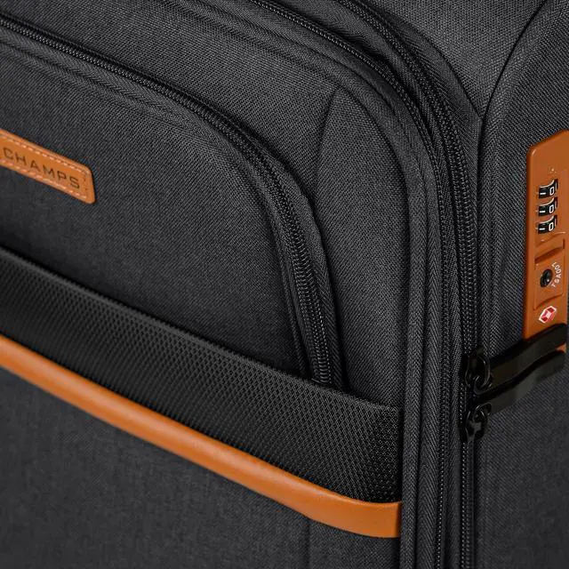 Alt view image 4 of 5 - CHAMPS Classic II Collection 3-piece Softside Luggage set Black C5011BLACK