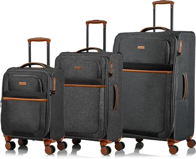 Main image of CHAMPS Classic II Collection 3-piece Softside Luggage set Black C5011BLACK