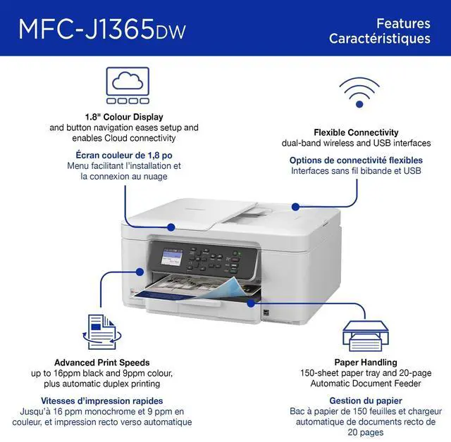 Alt view image 3 of 7 - Brother MFCJ1365DW Inkjet Multifunction Printer Color