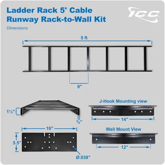 Alt view image 11 of 11 - ICC ICCMSLRW05 5FT RUNWAY RACK TO WALL KIT