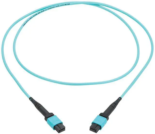 Alt view image 2 of 6 - Eaton Tripp Lite Series 100G Multimode 50/125 OM4 Fiber Optic Cable 12F MPO/MPO-PC F/F Type-A Polarity OFNP Aqua 1 m 3.3 ft. TAA N845A01M12TAA
