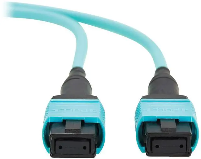 Alt view image 3 of 6 - Eaton Tripp Lite Series 100G Multimode 50/125 OM4 Fiber Optic Cable 12F MPO/MPO-PC F/F Type-A Polarity OFNP Aqua 1 m 3.3 ft. TAA N845A01M12TAA