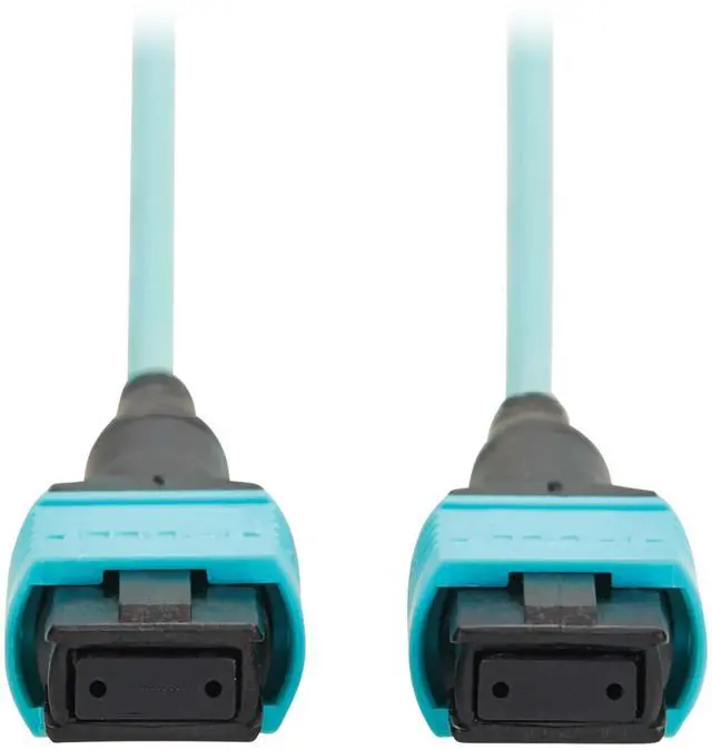 Alt view image 4 of 6 - Eaton Tripp Lite Series 100G Multimode 50/125 OM4 Fiber Optic Cable 12F MPO/MPO-PC F/F Type-A Polarity OFNP Aqua 1 m 3.3 ft. TAA N845A01M12TAA