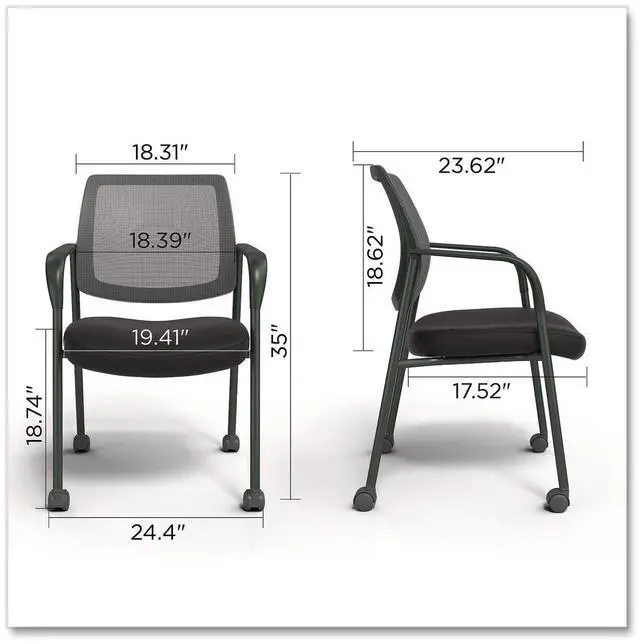 Alt view image 5 of 6 - Alera Wessex Mesh Fabric Guest Chair 24.41 x 23.62 x 35.04 Black Seat Black Back Black Base ALEWX43BME17