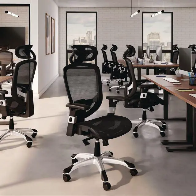 Alt view image 6 of 8 - Alera Minerva Ergonomic Mesh Swivel Task Chair - Supports Up to 275lb - 17.24 to 20.98 Seat Height - Gray Seat/Back, Silver Base ALEMV41BME48