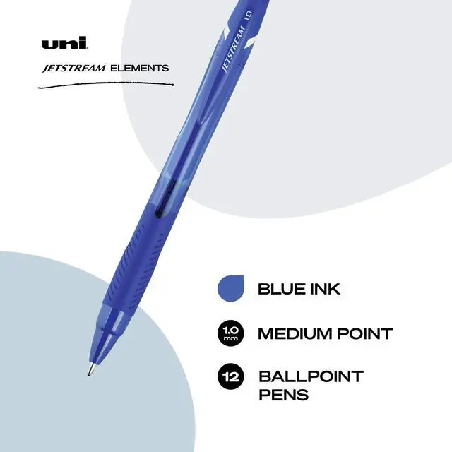 Alt view image 2 of 6 - Jetstream Elements Hybrid Gel Pen Retractable Medium 1 mm Blue Ink Translucent Blue/Blue Barrel Dozen 70124