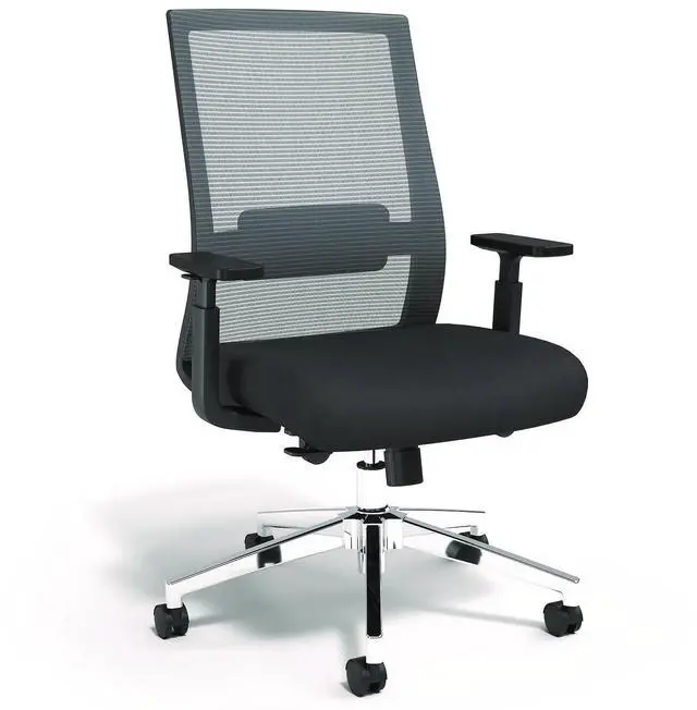 Main image of Alera Ashdale Ergonomic Fabric Swivel Task Chair Supports 275 lb 18.15 to 21.89 Seat Height Black Seat/Back Silver Base ALEAD41BME17