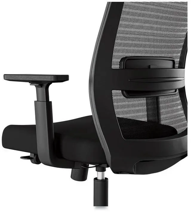 Alt view image 4 of 7 - Alera Ashdale Ergonomic Fabric Swivel Task Chair Supports 275 lb 18.15 to 21.89 Seat Height Black Seat/Back Silver Base ALEAD41BME17