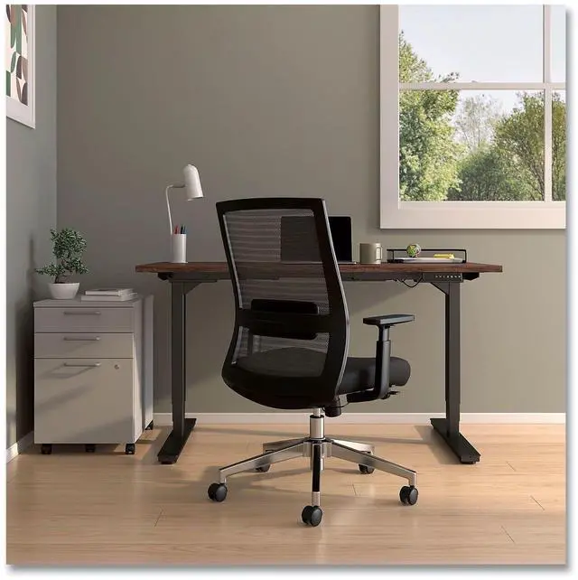 Alt view image 5 of 7 - Alera Ashdale Ergonomic Fabric Swivel Task Chair Supports 275 lb 18.15 to 21.89 Seat Height Black Seat/Back Silver Base ALEAD41BME17