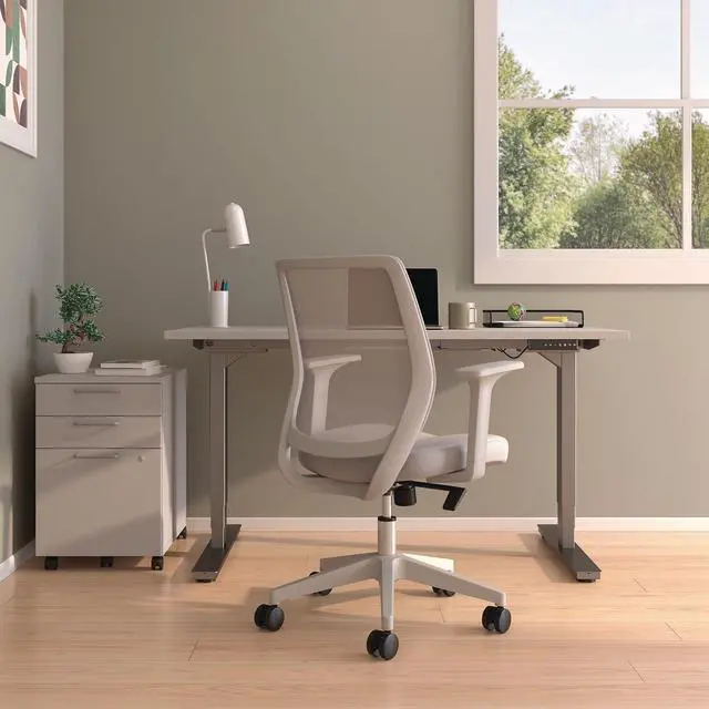 Alt view image 5 of 7 - Alera Wessex Ergonomic Fabric Mesh Swivel Task Chair Supports 275 lb 17.09 to 20.83 Seat Height Gray Seat/Back White Base ALEWX42BME47