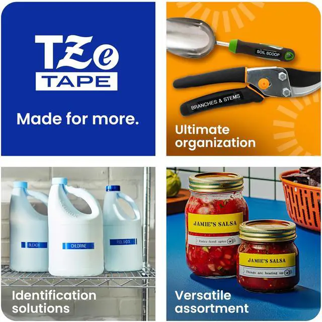 Alt view image 4 of 7 - Brother Genuine P-touch TZeS621 BK on YL Label Tape Strong Adhesive Lam. 9mmX8m