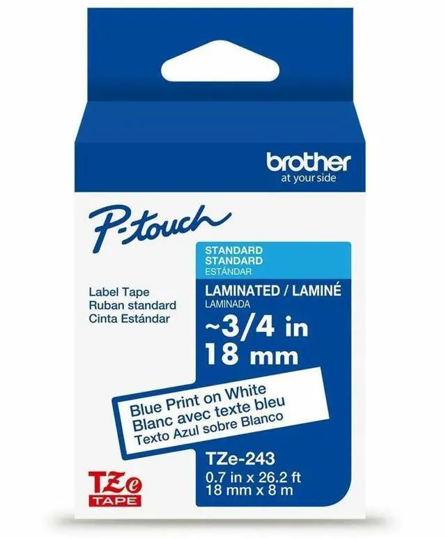 Main image of Brother Genuine P-touch TZe243 BL on WHT Label Tape Laminated 18mmX8m TZE243G