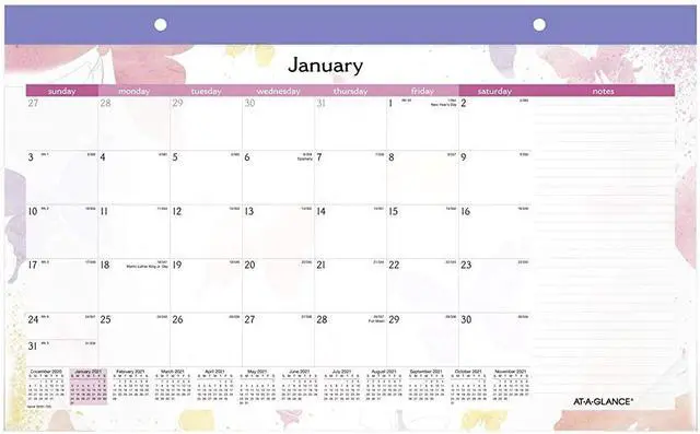 Main image of AT-A-GLANCE® Watercolors 2026 Monthly Desk Pad Calendar, Compact, 17 3/4" x 11"