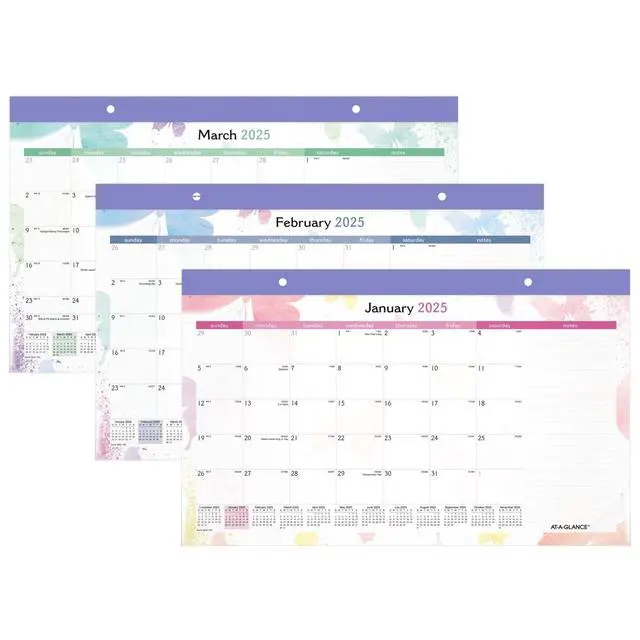 Alt view image 7 of 7 - AT-A-GLANCE® Watercolors 2026 Monthly Desk Pad Calendar, Compact, 17 3/4" x 11"