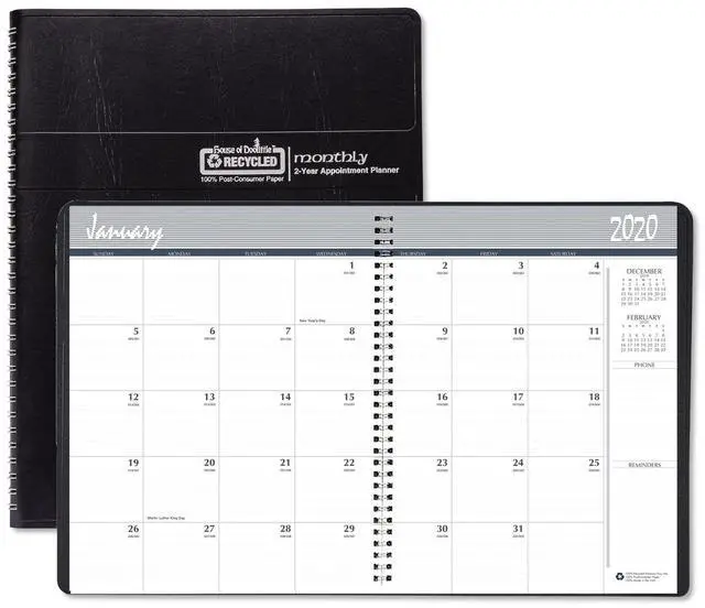 Main image of House of Doolittle Recycled 24-Month Monthly Planner 11 x 8.5 Black 2026