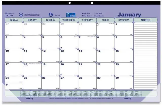 Main image of 2026 Brownline® Monthly Desk Pad Calendar, 17-3/4" x 10-7/8", Blue/White, January To December, C181700