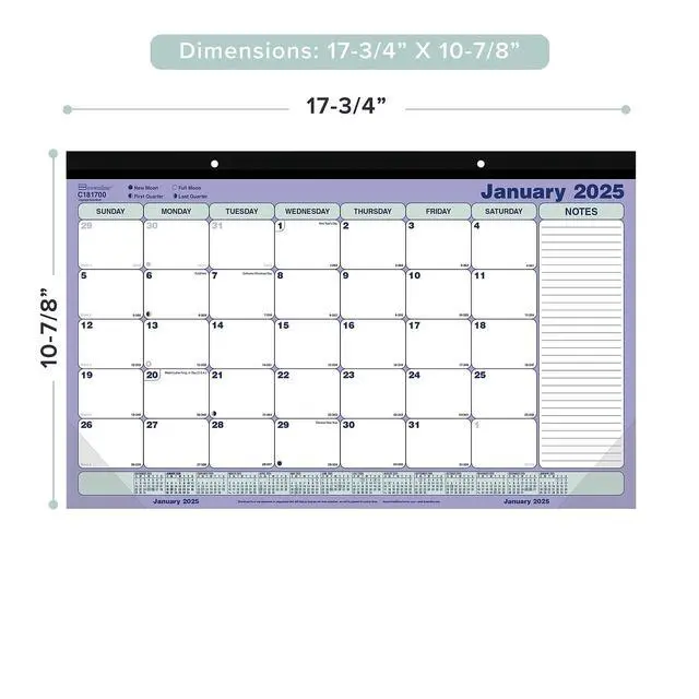 Alt view image 2 of 7 - 2026 Brownline® Monthly Desk Pad Calendar, 17-3/4" x 10-7/8", Blue/White, January To December, C181700