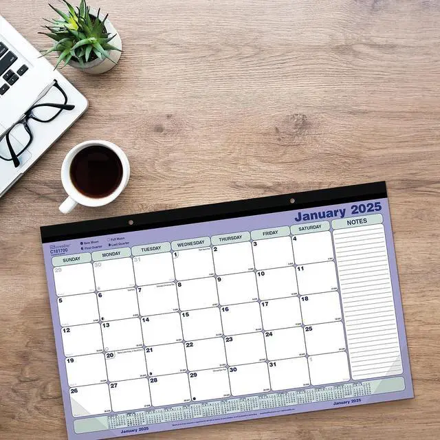 Alt view image 7 of 7 - 2026 Brownline® Monthly Desk Pad Calendar, 17-3/4" x 10-7/8", Blue/White, January To December, C181700