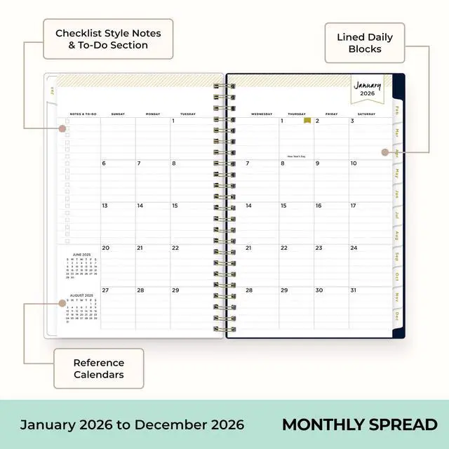 Alt view image 4 of 7 - Blue Sky Day Designer Weekly/monthly Planner 8x5 Navy/floral 2026 Bls103620