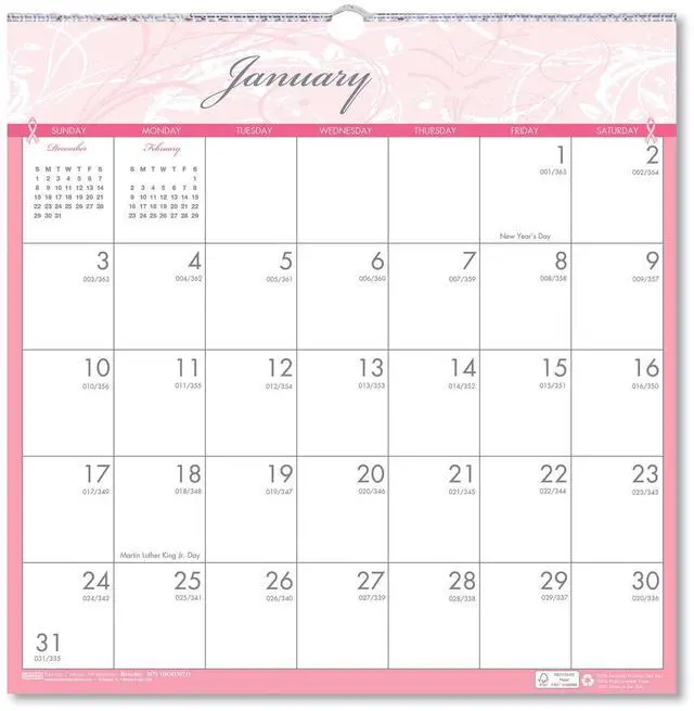 Main image of House of Doolittle Breast Cancer Awareness Monthly Wall Calendar 12x12 2026
