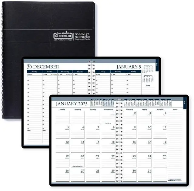 Alt view image 5 of 7 - House of Doolittle Wirebound Weekly/Monthly Planner 11x8.5 Black Leatherette 2026