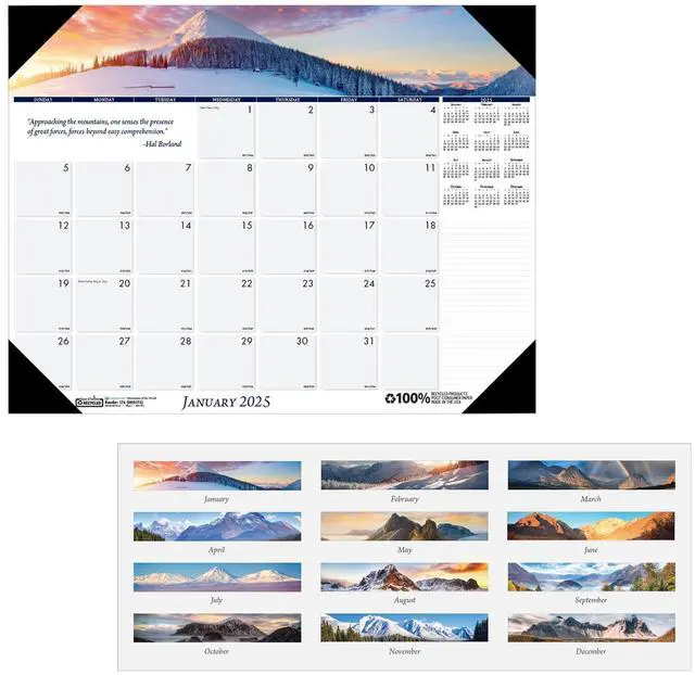 Alt view image 3 of 3 - House of Doolittle Recycled Mountains Of The World Desk Pad Calendar 22X17 2026