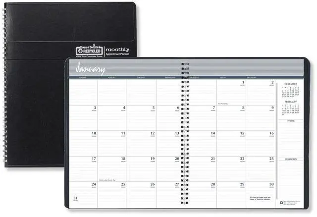 Main image of House of Doolittle Ruled Monthly Planner 14-Month 8.75x6.88 Black 2026