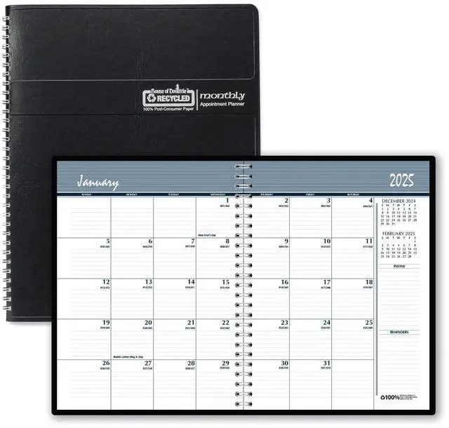 Alt view image 2 of 3 - House of Doolittle Ruled Monthly Planner 14-Month 8.75x6.88 Black 2026
