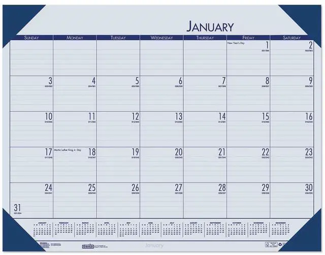 Main image of House of Doolittle Ocean Blue Monthly Desk Pad CALendar 22 X 17 2026