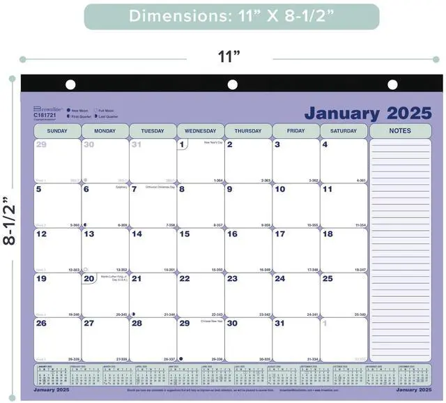 Alt view image 2 of 6 - 2026 Brownline Monthly Desk Pad Calendar, 11" x 8-1/2", Blue/White, January To December, C181721