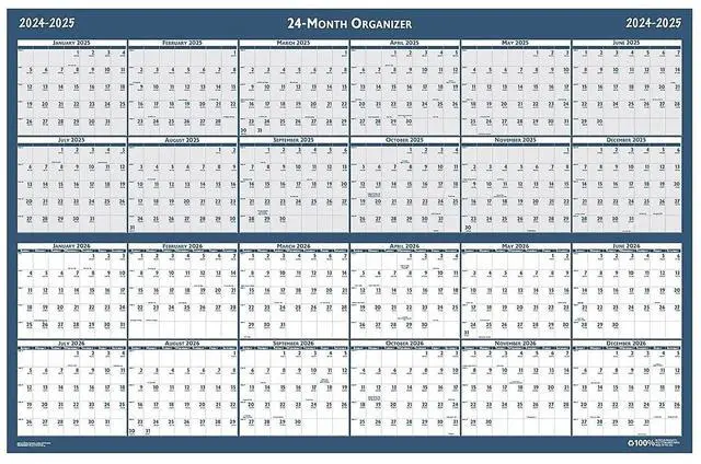 Alt view image 2 of 3 - House of Doolittle Reversible/erasable Two Year Calendar 24x37 Blue 2026-2027