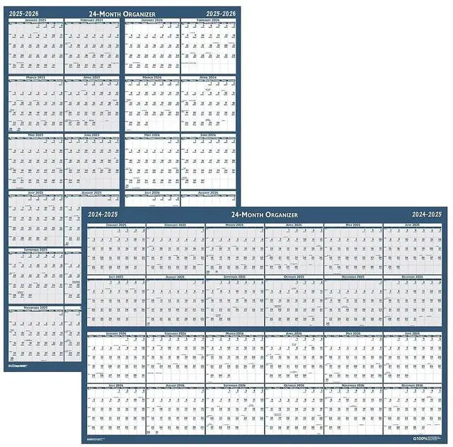 Alt view image 3 of 3 - House of Doolittle Reversible/erasable Two Year Calendar 24x37 Blue 2026-2027
