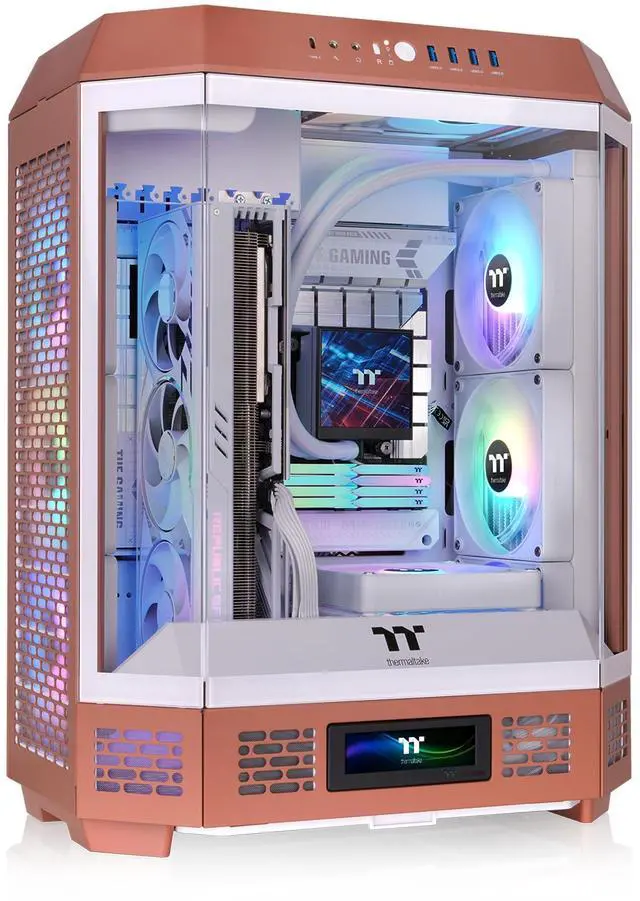Alt view image 10 of 14 - Thermaltake Tower 600 Mid Tower; 2x140mm CT Fans Included; 420mm Radiator Support; 400mm GPU Clearance; Hidden Connector Support; Rotatable PCIe Slots; Mocha Mousse; CA-1Z1-00MUWN-00