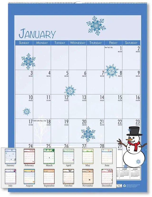 Main image of House of Doolittle 100% Recycled Seasonal Wall Calendar 12x16.5 2026