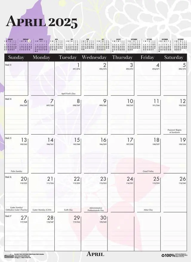 Alt view image 4 of 7 - House of Doolittle Wild Flower Wall Calendar 12x16.5 Wild Flowers 2026