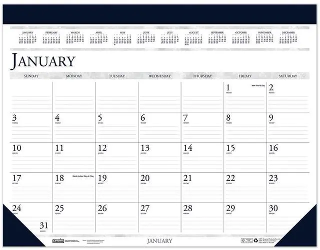 Main image of House of Doolittle Recycled Two-Color Monthly Desk Pad Calendar 18.5x13 2026