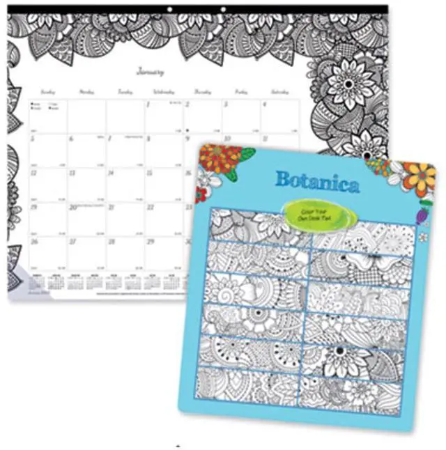Main image of 2026 Blueline® DoodlePlan Monthly Desk Pad Coloring Calendar, 22" x 17", Motif, January To December, C2917311