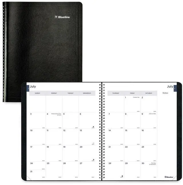 Main image of Blueline Academic Monthly Planner 11 x 8.5 Black 2025 to 2026 CA701BLK