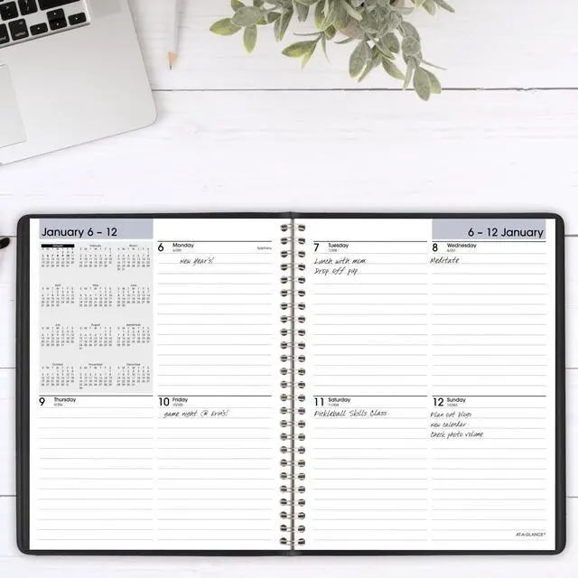 Alt view image 2 of 7 - At-A-Glance Open-Schedule Weekly Appointment Book 8.75x6 7/8 Black 2026 G53500