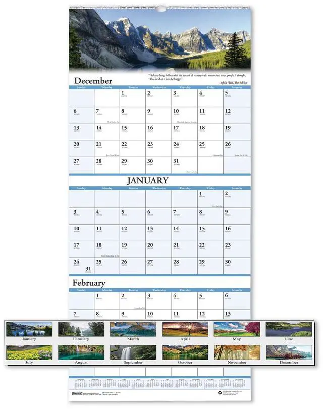 Main image of House of Doolittle Scenic Compact Three-Month Wall Calendar 8x17 2026